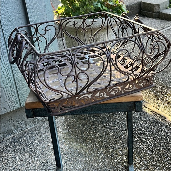 Other - Elegant Brown Metal Basket